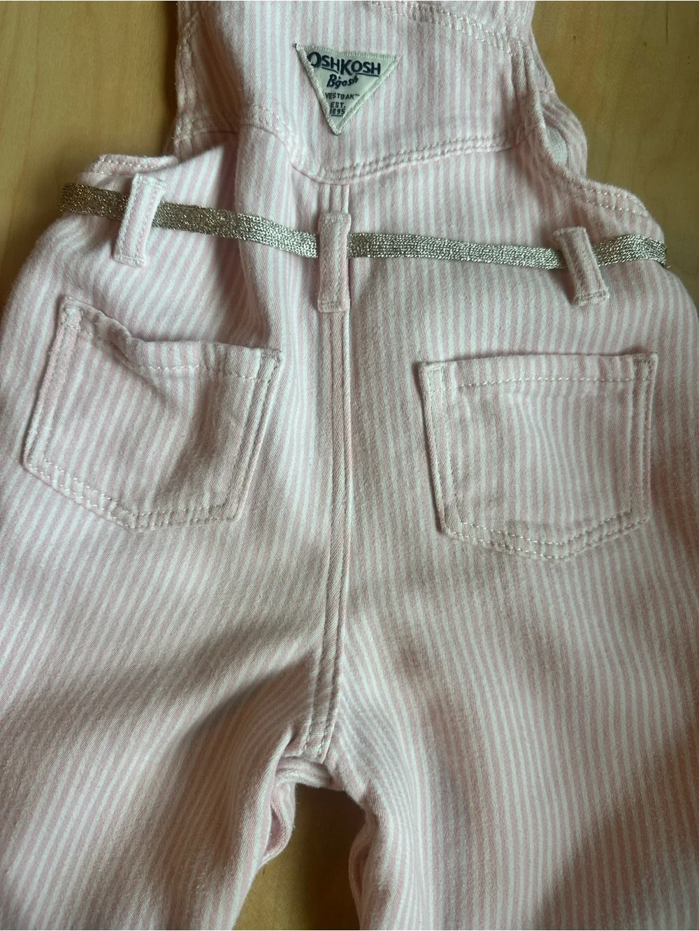 Oshkosh pink stripe overalls